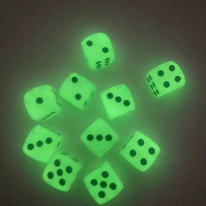 10 Pack 14Mm D6 Six Sided Glow in the Dark Dice for DND, Mtg,Tenzi, Farkle, Yahtzee, Bunco, Teaching Math, Table Board Game